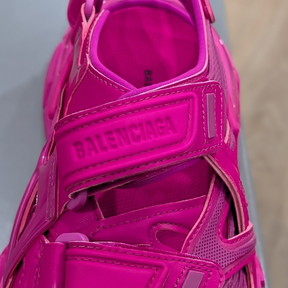 $995 Womens Balenciaga 25MM Monochrome Strapped Sandals Pink 37 US 7 - Picture 3 of 10
